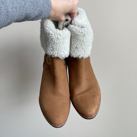 UGG Suade Sherpa Lined Heeled Booties - Picture 4 of 7